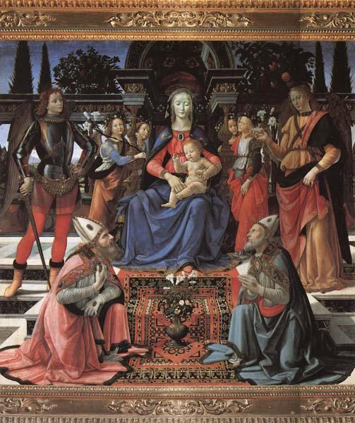 Domenicho Ghirlandaio Thronende Madonna mit den Erzengeln Michael und Raffael sowie den Bischofen Zenobius and justus Sweden oil painting art